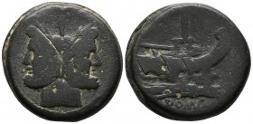ANONYMOUS COININGS. As. (Ae. 34.76g \/ 38mm). 211 BC Rome. Anv: Laureate head of Janus double-faced, above I. Rev: Bow to the right, below ROMA. (Craw...