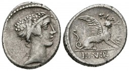 GENS CARISIA. Denarius. (Ar. 4.01g \/ 18mm). 46 BC Rome. (Crawford 464\/1; FFC 552). F. Limited.