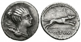 GENS POSTUMIA. Denarius. (Ar. 3.75g \/ 18mm). 74 BC Rome. (Crawford 394 \/ 1a; FFC 1073). VF. Limited.