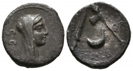 GENS SULPICIA. Denarius lined. (Ar. 3.39g \/ 17mm). 106 BC Rome. (Crawford 406\/1; FFC 1135). VG.