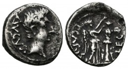 AUGUST. Quinary. (Ar. 1.84g \/ 14mm). 25-23 BC Emerita (Merida). (RIC 1a; Seaby 386). VG.