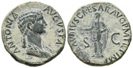 ANTONIA. As. (Ae. 14.84g \/ 28mm). 41-42 AD Rome. Anv: ANTONIA AVGVSTA. Bust draped to the right with Antonia's hair gathered to the right. Rev: TI CL...