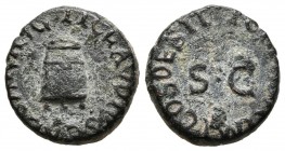CLAUDIUS I. Quadrant. (Ae. 2.86g \/ 15mm). 41 AD Rome. (RIC 68). F.