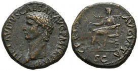 CLAUDIUS. As. (Ae. 13.99g \/ 28mm). 41-50 AD Rome. Anv: TI CLAVDIVS CAESAR AVG PM TR P IMP. Naked bust of Claudio on the left. Rev: CERES AVGVSTI. Cer...