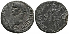 CLAUDIUS. As. (Ae. 10.61g \/ 28mm). 41-43 AD Rome. Anv: TI CLAVDIVS CAESAR AVG PM TR P IMP P P. Naked bust of Claudio. Rev: CONSTANTIAE AVGVSTI. Const...