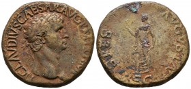 CLAUDIUS. Sesterce. (Ae. 27.32g \/ 34mm). 42-43 AD Rome. Anv: TI CLAVDIVS CAESAR AVG PM TR P IMP P P. Laureate bust of Claudio on the right. Rev: SPES...