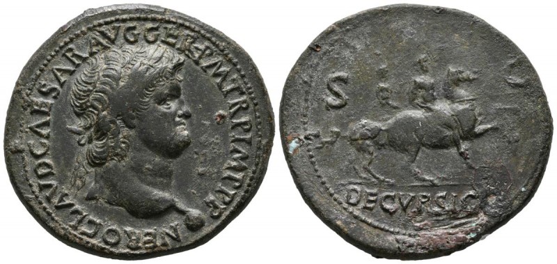 NERO. Sesterce. (Ae. 25.39g \/ 37mm). 64 AD Rome. Anv: NERO CLAVD CAESAR AVG GER...