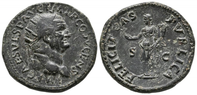 VESPASIAN. Dupondio. (Ae. 11.66g \/ 27mm). 74 AD Rome. Anv: IMP CAES VESP AVG PM...