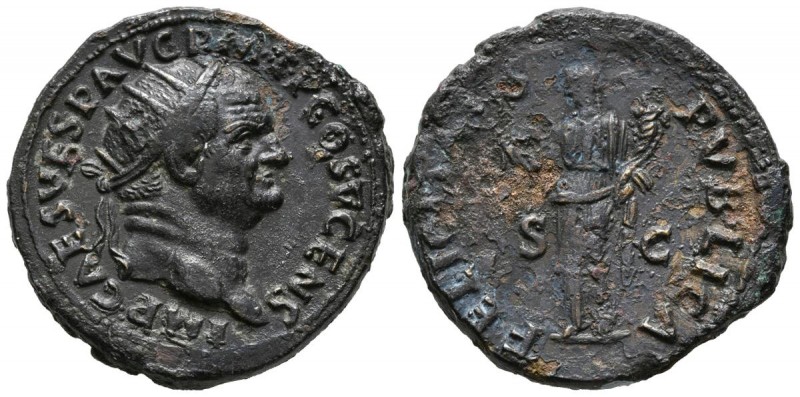 VESPASIAN. Dupondio. (Ae. 12.35g \/ 28mm). 73-74 AD Rome. Anv: IMP CAES VESP AVG...