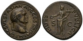 VESPASIAN. As. (Ae. 13.95g \/ 29mm). 71 AD Rome. Ob: IMP CAES VESPASIAN AVG COS VIII P P. Laureate bust to the right of Vespasian. Rev: FIDES PVBLICA....