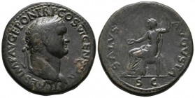 TITUS. Sesterce. (Ae. 26.95g \/ 34mm). 77-78 AD Rome. Anv: T CAES IMP AVG F PON TR P COS VI CENSOR. Laureate bust on the right of Titus. Rev: SALVS AV...