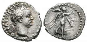 TITUS. Hemidracma. (Ar. 1.38g \/ 15mm). 79-81 AD Cappadocia, Caesaera-Eusebia. Anv: AYTOKPATWP TITOC F COS VI. Laureate bust to the right of Tito. Rev...