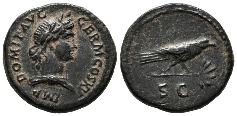 DOMITIAN. Quadrant. (Ae. 5.25g \/ 21mm). 90-91 AD Rome. Anv: IMP DOMIT AVG GERM ...