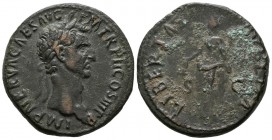 NERVA. As. (Ae. 10.71g \/ 28mm). 97 AD Rome. Anv: IMP NERVA CAES AVG PM TR P II COS III P P. Laureate bust to the right of Nerva. Rev: LIBERTAS AVGVST...