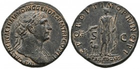 TRAJAN. Sesterce. (Ae. 23.47g \/ 32mm). 103-111 AD Rome. Anv: IMP CAES NERVAE TRAIANO AVG GER DAC PM TR P COS VP P. Laureate bust with light draping o...