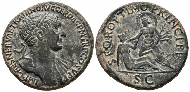 TRAJAN. Sesterce. (Ae. 19.90g \/ 33mm). 104-107 AD Rome. Anv: IMP CAES NERVAE TR...