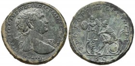 TRAJAN. Sesterce. (Ae. 28.10g \/ 34mm). 108-110 AD Rome. Anv: IMP CAES NERVAE TRAIANO AVG GER DAC PM TR PCOS VP P. Laureate bust with light draping on...