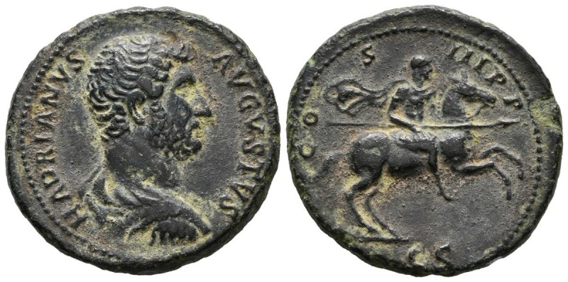HADRIAN. As. (Ae. 10.51g \/ 27mm). 129-130 AD Rome. Anv: HADRIANVS AVGVSTVS. Nak...