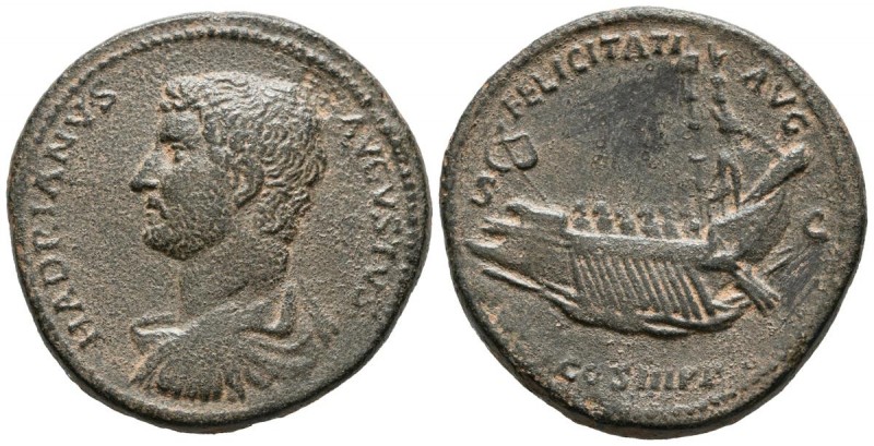 HADRIAN. Sesterce. (Ae. 23.43g \/ 33mm). 132-134 AD Rome. Anv: HADRIANVS AVGVSTV...