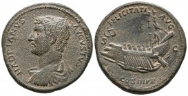 HADRIAN. Sesterce. (Ae. 23.43g \/ 33mm). 132-134 AD Rome. Anv: HADRIANVS AVGVSTVS. Naked head with draping to the left of Adriano. Rev: Galley with ba...