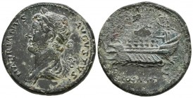 HADRIAN. Sesterce. (Ae. 20.93g \/ 32mm). 132-134 AD Rome. Anv: HADRIANVS AVGVSTVS. Laureate and draped bust to the left of Adriano. Rev: Galley with b...