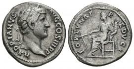 HADRIAN. Denarius. (Ar. 3.16g \/ 17mm). 130 AD Rome. Anv: HADRIANVS AVG COS III P P. Laureate bust to the right of Hadrian. Rev: FORTVNAE REDVCI. Fort...