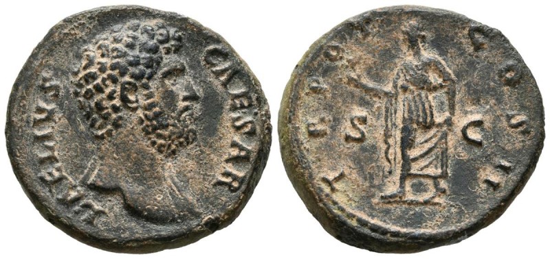 AELIO. As. (Ae. 10.34g \/ 27mm). 137 AD Rome. Anv: L AELIVS CAESAR. Naked bust t...