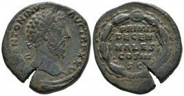 MARCUS AURELIUS. Sesterce. (Ae. 22.79g \/ 31mm). 170-171 AD Rome. (RIC 1006). F. Crack.