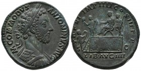 COMFORTABLE. Sesterce. (Ae. 29.04g \/ 31mm). 181 AD Rome. Anv: M COMMODVS ANTONINVS AVG. Draped and laureate bust on the right. Rev: TR P VI IMP IIII ...