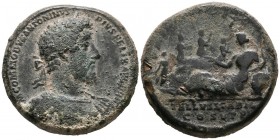 COMFORTABLE. Medallion. (Ae. 56.72g \/ 38mm). 186-187 AD Rome. Ob: M COMMODVS ANTONINVS PIVS FELIX AVG BRIT. Laureate bust with cuirass of Comfortable...