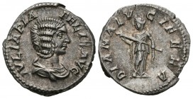 JULIA DOMNA. Denarius. (Ar. 3.01g \/ 18mm). 211-217 AD Rome. Anv: IVLIA PIA FELIX AVG. Draped bust with hair gathered to the right of Julia Domna. Rev...