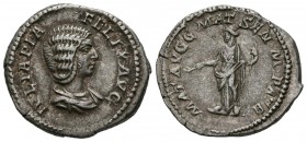 JULIA DOMNA. Denarius. (Ar. 3.25g \/ 20mm). 211-217 AD Rome. Anv: IVLIA PIA FELIX AVG. Bust draped to the right of Julia Domna. Rev: MAT AVGG MAT SEN ...