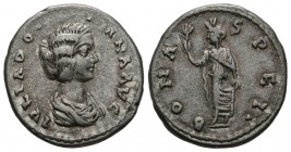 JULIA DOMNA. Denarius. (Ar. 3.41g \/ 19mm). 193-196 AD Rome. Ob: IVLIA DOMNA AVG. Bust draped to the right of Julia Domna. Rev: BONA SPES. Spes shelf ...