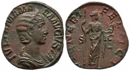 JULIA MAMAEA. Sesterce. (Ae. 16.60g \/ 29mm). 222-235 AD Rome. Anv: IVLIA MAMAEA AVGVSTA. Diademic and draped bust on the right of Julia Mamaea. Rev: ...