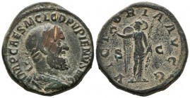 PUPIENO. Sesterce. (Ae. 23.80g \/ 31mm). 238 AD Rome. Anv: IMP CAES M CLOD PVPIENVS AVG. Laureate and draped bust to the right of Pupieno. Rev: VICTOR...