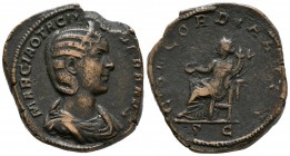 OTACILIA SEVERA. Sesterce. (Ae. 21.50g \/ 32mm). 244-249 AD Rome. Ob: MARCIA OTACIL SEVERA AVG. Diademic and draped bust of Otacilia Severa. Rev: CONC...