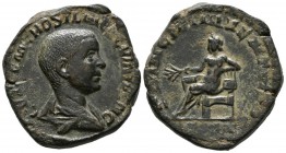 HOSTILIAN. Sesterce. (Ae. 18.91g \/ 31mm). 251 AD Rome. Ob: C VALENS HOSTIL MONTH QVINTVS N C. Bust draped to the right of Hostiliano. Rev: PRINCIPI I...