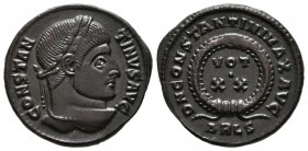 CONSTANTINE I. Follis. (Ae. 3.15g \/ 19mm). 322 AD Arelate. (RIC 246). AU. Nice specimen.