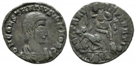 CONSTANTIUS II. Follis. (Ae. 2.00g \/ 18mm). 351-354 AD Sisicia. Anv: DN CONSTANTIVS PF AVG. Draped and cuirass bust to the right of Constantius II. (...