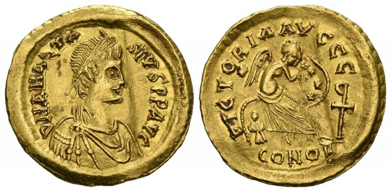 ANASTASIO. Semisis. (Au 2.23g \/ 18mm). 507-518 AD Constantinople. Anv: DN ANAST...