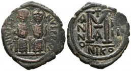 JUSTINO II and SOFIA. Follis. (Ae. 14.94g \/ 33mm). 568-569 AD (RY 4). Nicomedia. (DOC 94a; Seaby 369). VF.