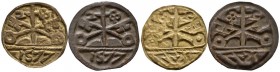 BESALU. Interesting set of 2 pellofas (Cru.L. 1399 and 1400). 1577. Value 2 Sou. Different states of conservation. TO EXAMINE.