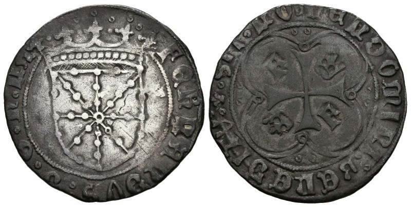 FERNANDO I (1512-1516). Real. (Ar. 3.16g \/ 26mm). Navarre. (Cru.VS 1316.7). VG.