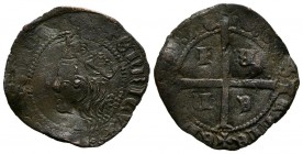 HENRY II (1368-1379). 1 Crusader. (Ae. 1.93g \/ 21mm). No mint mark. (FAB-456). F. Limited.