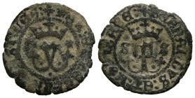 CATHOLIC KINGS (1474-1504). White (Ae. 1.26g \/ 17mm). S \/ D. Seville. (Cal-2019-46). VG.