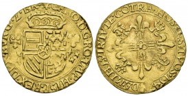 CHARLES I, V of the Holy Roman Empire. (1516-1556). Sun Crown. (Au. 3.37g \/ 25mm). 1547. Antwerp. (Vicenti 627). XF.