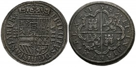 FELIPE II (1556-1598). 8 Royals. (Ar. 25.75g \/ 41mm). 1589. Segovia. (Cal-2019-710). Aqueduct with three arches and two floors. XF. Cleaned.