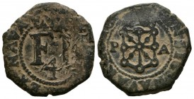 FELIPE III (1598-1621). 4 Cornados. (Ae. 4.30g \/ 19mm). Date not visible. Pamplona. (Cal-2019-Type 19). F.