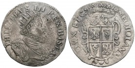 FELIPE III (1598-1621). Ducat\u00f3n. (Ar. 31.83g \/ 42mm). 1608. Milan. (MIR 340\/8; Vicenti 34). VF. Scarce.