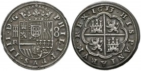 FELIPE IV (1621-1665). 8 Royals. (Ar. 27.28g \/ 41mm). 1617. Segovia R. (Cal-2019-1603). VF.
